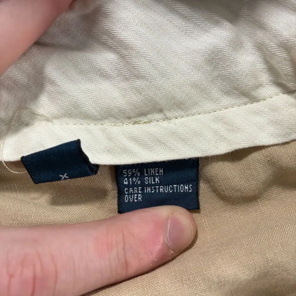 VTG Mens Polo Ralph Lauren Pants Trousers Linen Silk Khaki Tan 34x34 (34 x30)